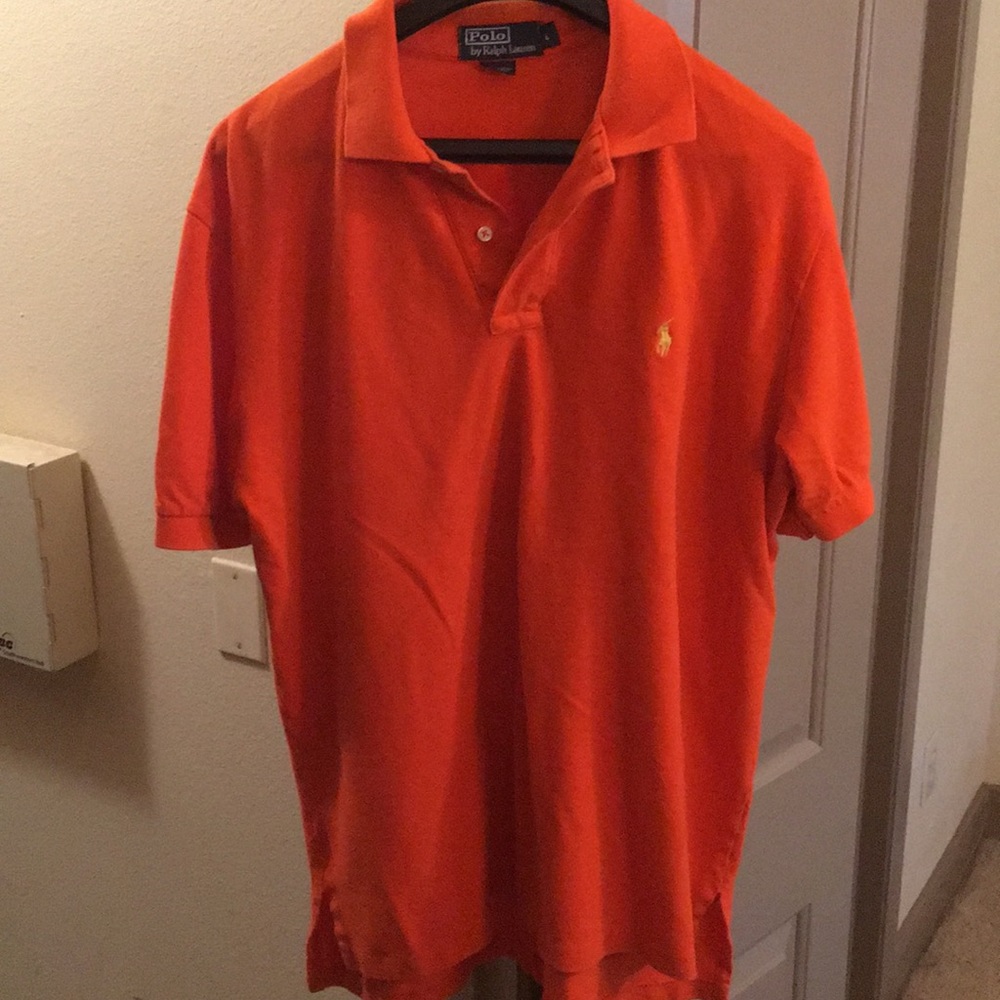 Mens Orange Ralph Lauren Polo Size L